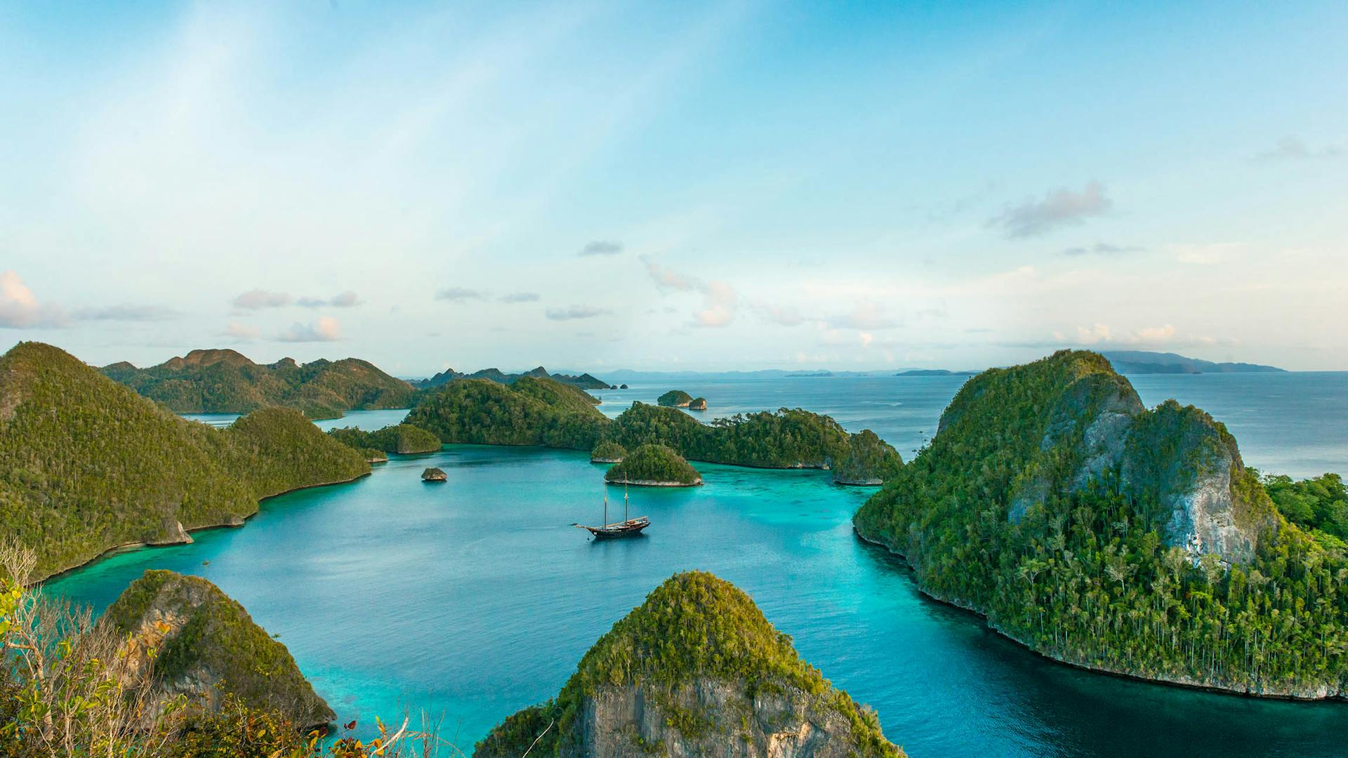 Water and mountains of Raja Ampat Islands Indonesian archipelago West Papua Indonesia